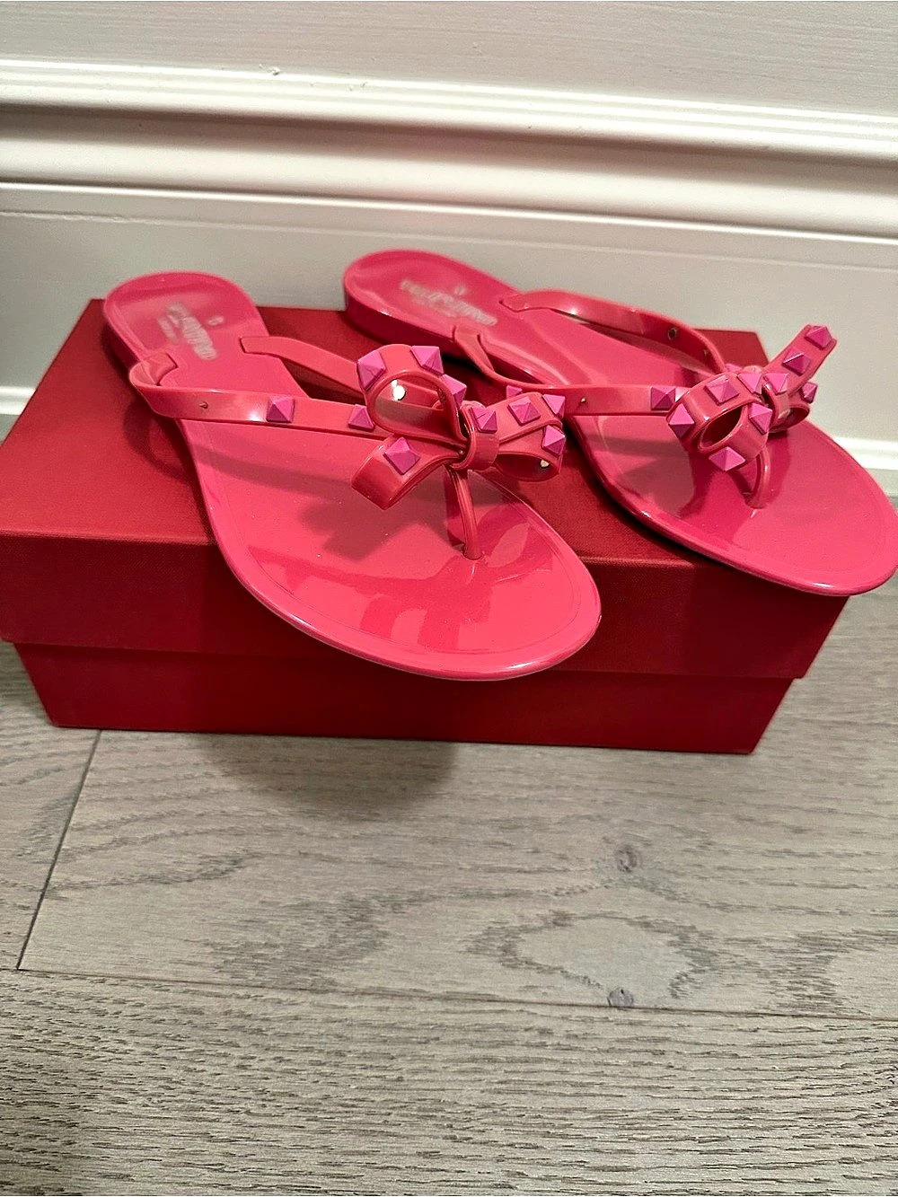 Valentino Studded Thong Sandals in Pink EU 40